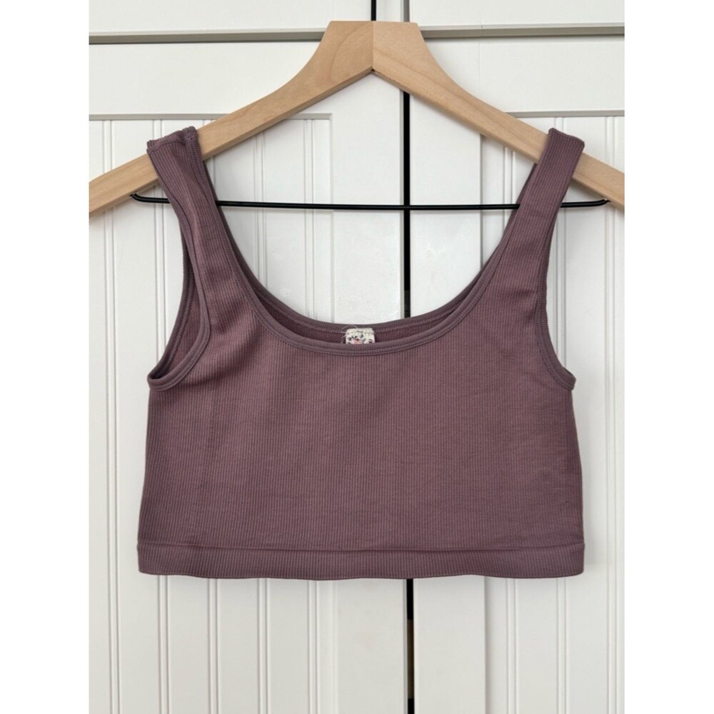 Pink Republic Ribbed Crop Tank/Bra in Mauve - Size Large
